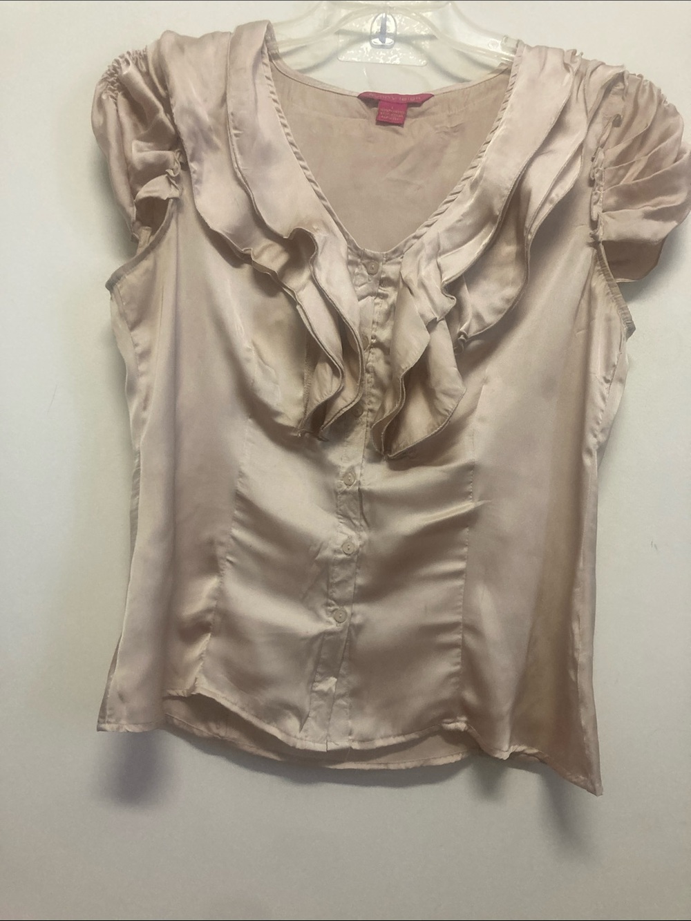 SUNNY LEIGH/Women’s Ruffled Satin Blouse - Cream